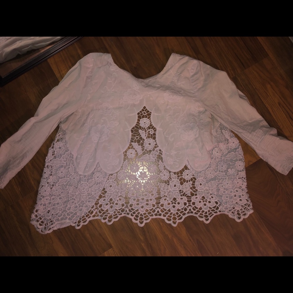 Crochet 3/4 sleeves open back top